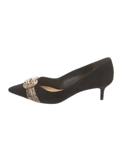 Pre-owned Alexandre Birman Suede Floral Print Pumps In Black