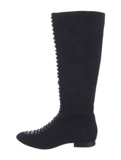 Pre-owned Alexandre Birman Suede Lace-up Boots In Black