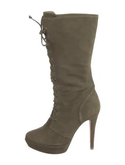 Pre-owned Alexandre Birman Suede Lace-up Boots In Green