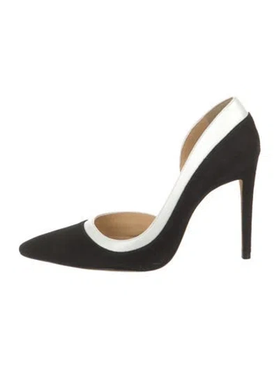 Pre-owned Alexandre Birman Suede Leather Trim Embellishment D'orsay Pumps In Black