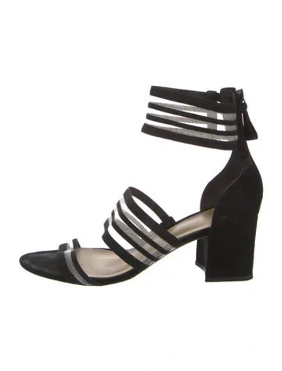 Pre-owned Alexandre Birman Suede Mesh Accents Gladiator Sandals In Black