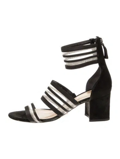 Pre-owned Alexandre Birman Suede Mesh Accents Gladiator Sandals In Black
