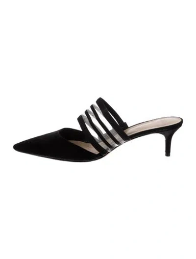 Pre-owned Alexandre Birman Suede Mesh Accents Mules In Black