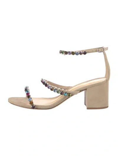 Pre-owned Alexandre Birman Suede Patterned Sandals In Neutral