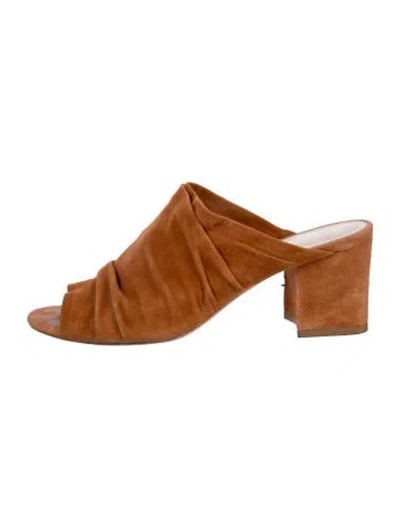 Pre-owned Alexandre Birman Suede Pleated Accents Mules In Brown