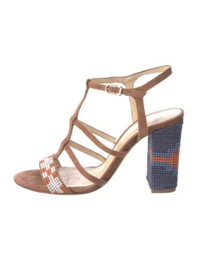 Pre-owned Alexandre Birman Suede Printed Gladiator Sandals In Brown