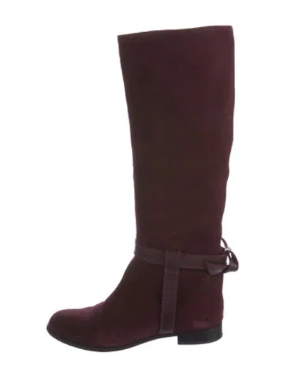Pre-owned Alexandre Birman Suede Riding Boots In Burgundy