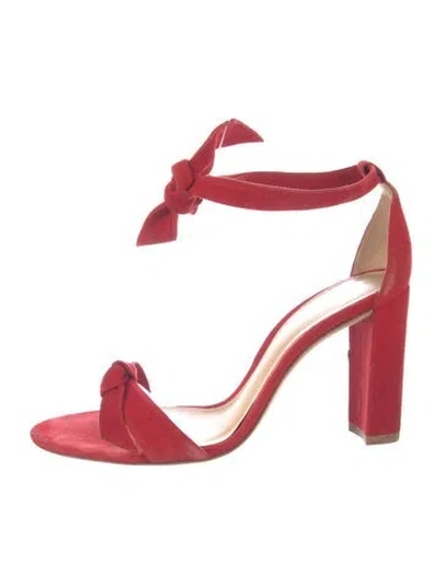 Pre-owned Alexandre Birman Suede Ruffle Embellishment Sandals In Red