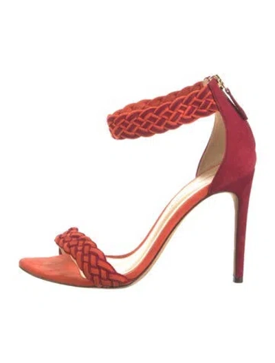 Pre-owned Alexandre Birman Suede Sandals In Orange/red