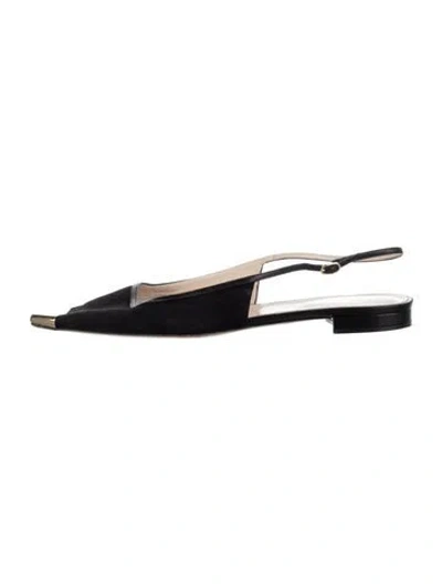 Pre-owned Alexandre Birman Suede Slingback Flats In Black