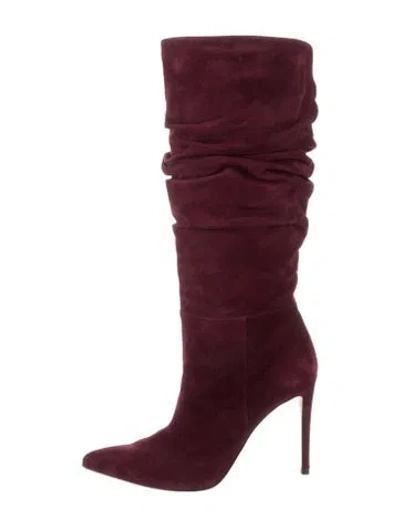 Pre-owned Alexandre Birman Suede Slouch Boots In Burgundy