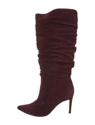 Pre-owned Alexandre Birman Suede Slouch Boots In Burgundy