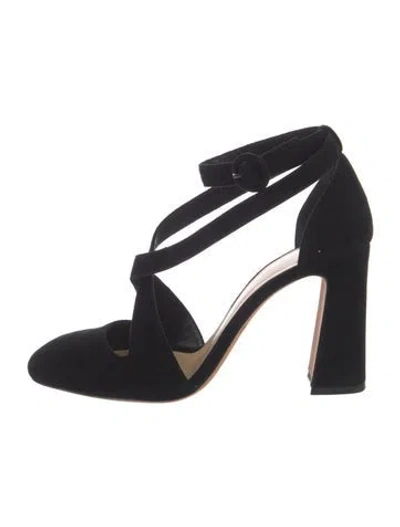 Pre-owned Alexandre Birman Suede T-strap Pumps In Black