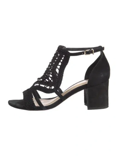 Pre-owned Alexandre Birman Suede T-strap Pumps In Black