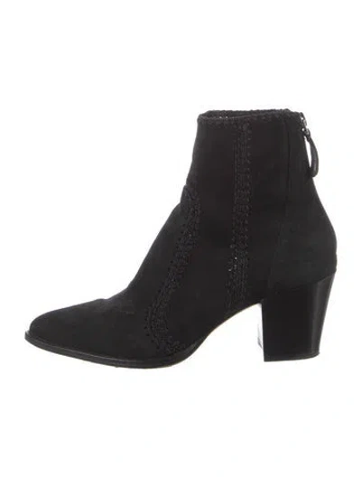 Pre-owned Alexandre Birman Suede Whipstitch Trim Boots In Black