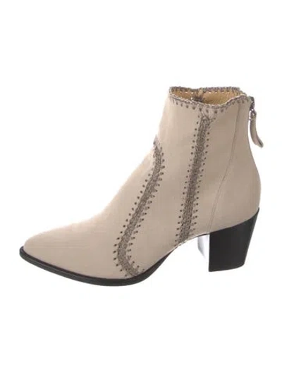Pre-owned Alexandre Birman Suede Whipstitch Trim Boots In Neutrals