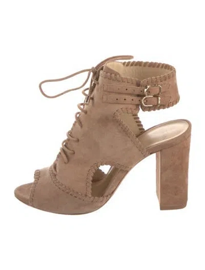 Pre-owned Alexandre Birman Suede Whipstitch Trim Slingback Pumps In Brown