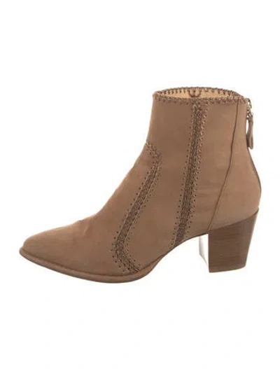 Pre-owned Alexandre Birman Suede Whipstitch Trim Western Boots In Brown