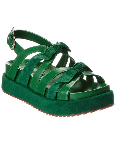 Alexandre Birman Suelita Bounce Leather Platform Sandal In Green