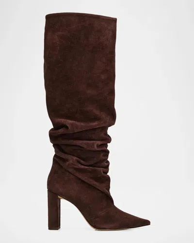 Alexandre Birman Thay 90mm Suede Slouch Boots In Brown