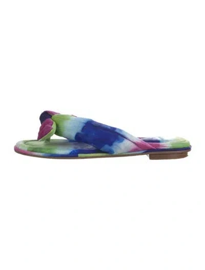 Pre-owned Alexandre Birman Tie-dye Print Bow Accents Flip Flops In Blue