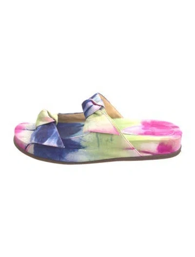 Pre-owned Alexandre Birman Tie-dye Print Bow Accents Slides In Blue