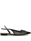 Alexandre Birman Tita Pointed Toe Slingback Flat In Black