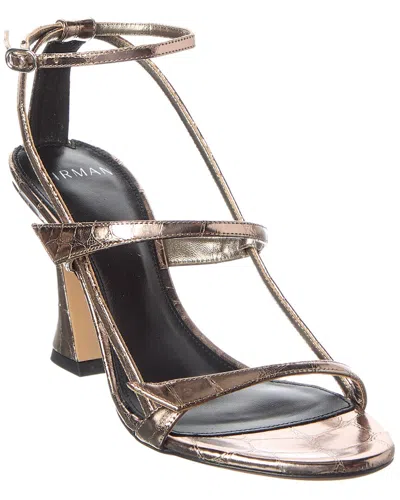 Alexandre Birman Tita Cage 85 Embossed Leather Sandal In Gray