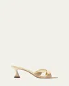 Alexandre Birman Tita Cross 60mm Leather Kitten-heel Sandals In White