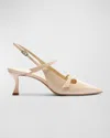 Alexandre Birman Tita Patent Slingback Pumps In Semolina