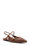 Alexandre Birman Tita Raffia Slingback Flats In Chocolate Fondue