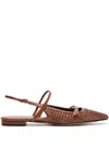 Alexandre Birman Tita Raffia Slingback Flats In Brown