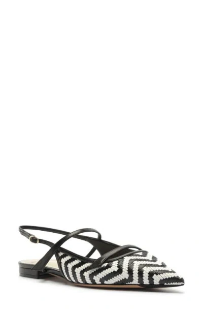 Alexandre Birman Tita Raffia Pointed Toe Slingback Flat In Black