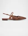 Alexandre Birman Tita Raffia Slingback Flats In Chocolate Fondue