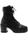 Alexandre Birman Tresse Leather Combat Boots In Black