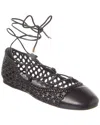 Alexandre Birman Braided Leather Ankle-wrap Ballerina Flats In Black