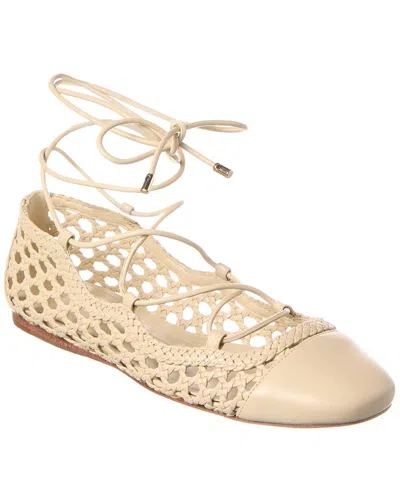 Alexandre Birman Tresse Leather Ballerina Flat In White