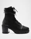 Alexandre Birman Tresse Leather Combat Boots In Black
