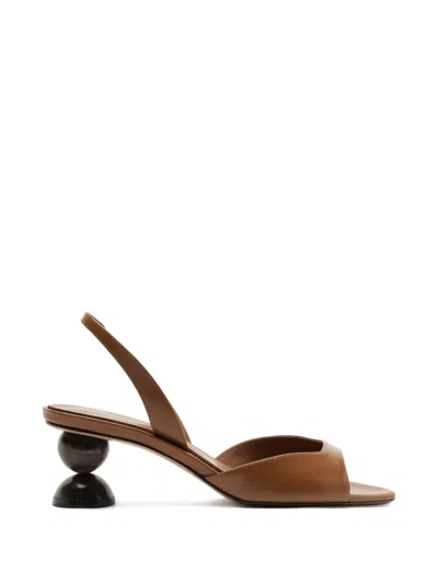 Alexandre Birman Tropicana Double-sphere Sandals In Brown