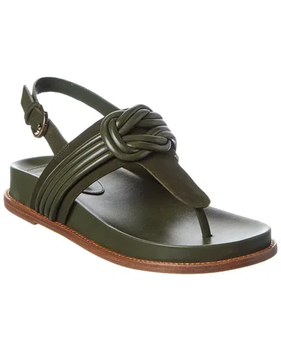 Alexandre Birman V 40 Leather Sandal In Green