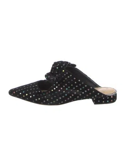 Pre-owned Alexandre Birman Velvet Bow Accents Mules In Black