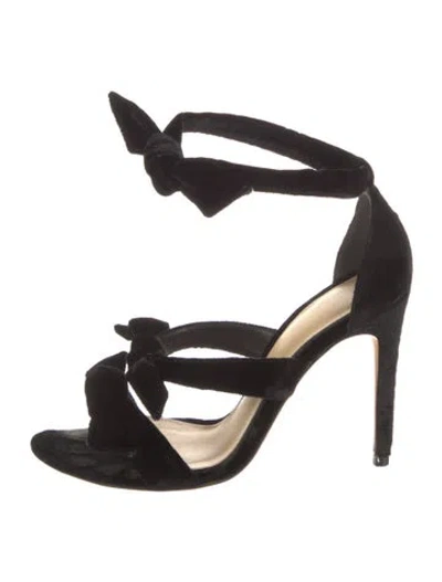 Pre-owned Alexandre Birman Velvet Bow Accents Sandals In Black