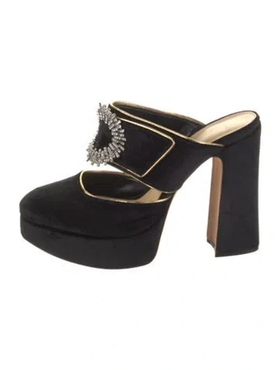 Pre-owned Alexandre Birman Velvet Crystal Embellishments Mules In Black