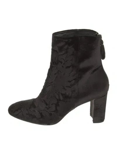 Pre-owned Alexandre Birman Velvet Floral Print Boots In Black