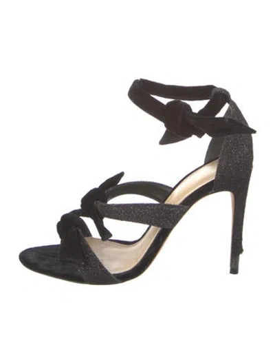Pre-owned Alexandre Birman Velvet Glitter Accents Sandals In Black