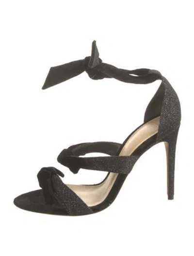 Pre-owned Alexandre Birman Velvet Glitter Accents Sandals In Black