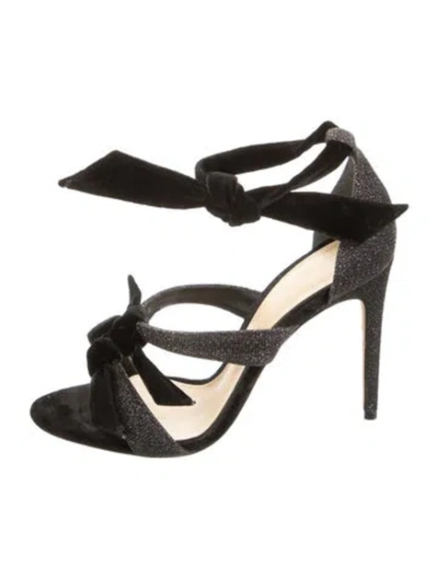 Pre-owned Alexandre Birman Velvet Glitter Accents Sandals In Black