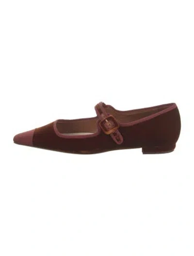 Pre-owned Alexandre Birman Velvet Grosgrain Trim Mary Jane Flats In Brown