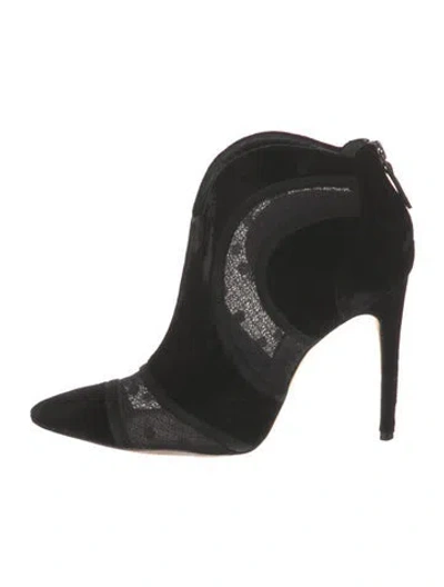Pre-owned Alexandre Birman Velvet Lace Pattern Boots In Black