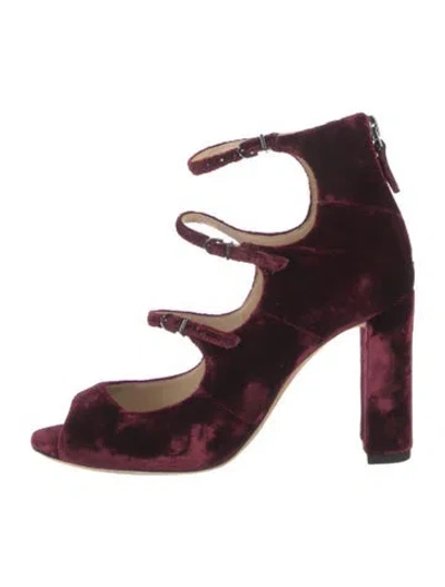 Pre-owned Alexandre Birman Velvet Sandals In Burgundy